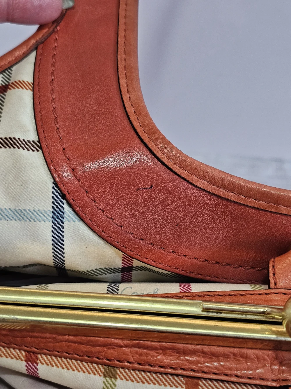 VTG Coach Ergo Pleated Kisslock Frame Satchel Bag in Burnt Orange